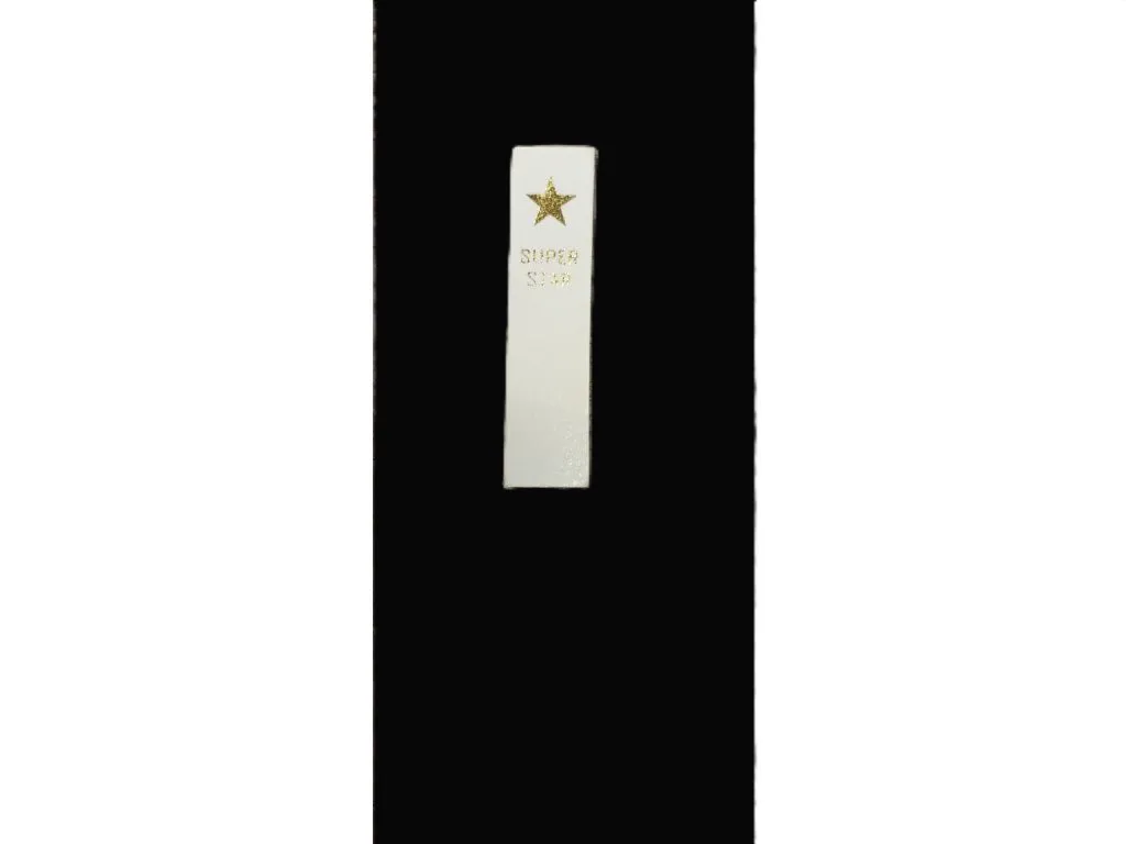 BÍLÁ* Eko kůže cedulka / ZLATÁ HVĚZDA / nášivka SUPER STAR 15x60 mm