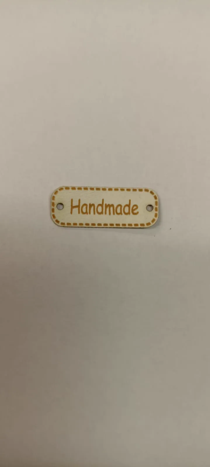 Eko kůže cedulka BÍLÁ nášivka Handmade 11x30 mm