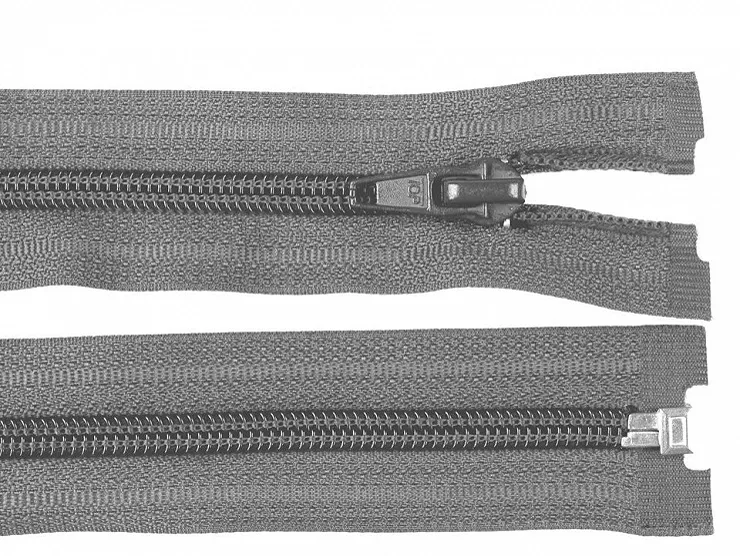 ŠEDÁ OCELOVÁ * Spirálový zip délka 80 cm - bundový