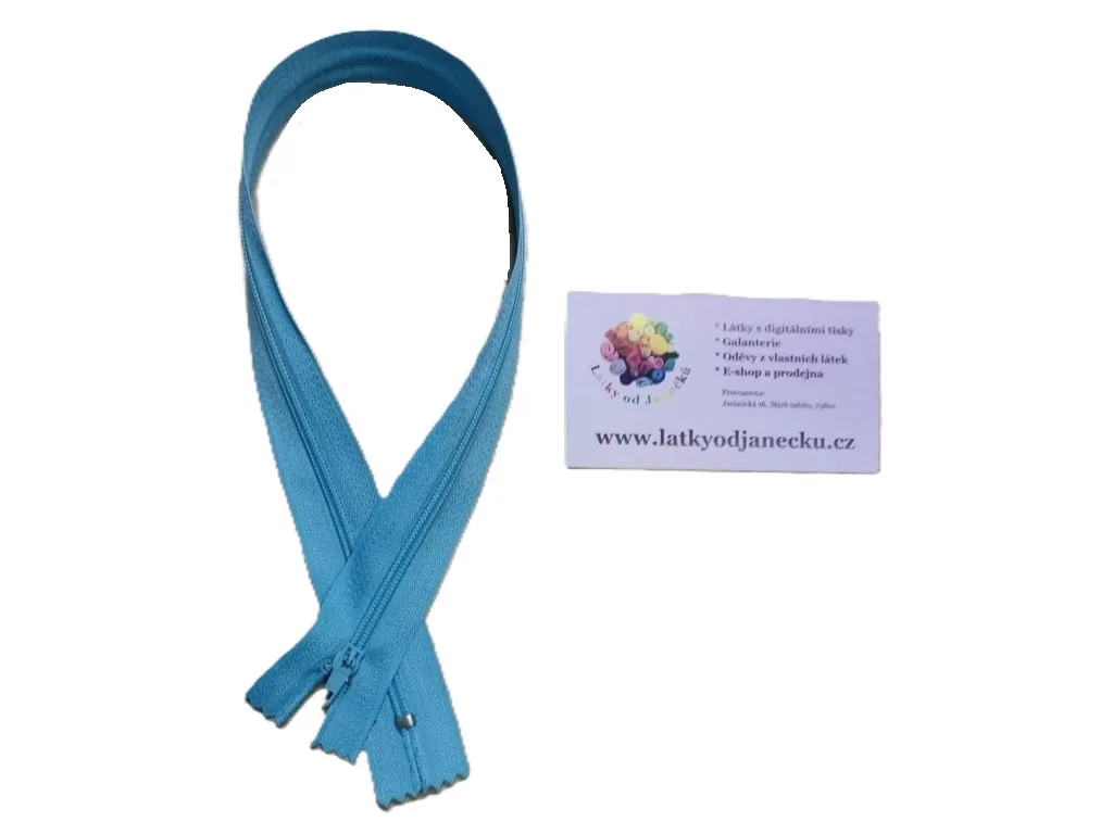 BLEDě MODRÁ * Spirálový zip délka 40 cm - nedělitelný